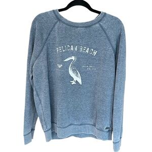Roxy Women's Graphic Sweatshirt Distressed Slub Blue Size XL